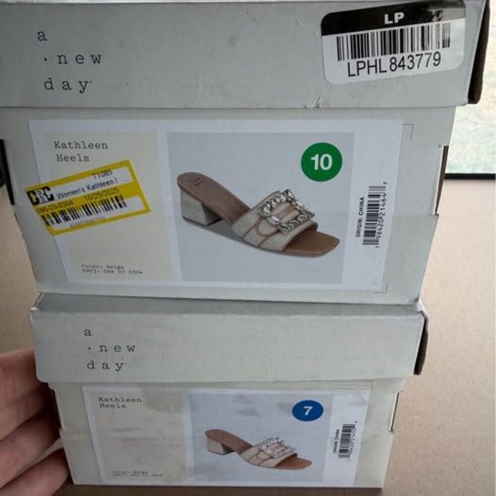 A New Day Kathleen Rhinestone Buckle Heeled Mules - Picture 9 of 10